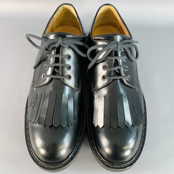 ALEXANDER MCQUEEN Size 10 Black Leather Fringed Tread Sole Lace-Up Shoes - Picture 4 of 12